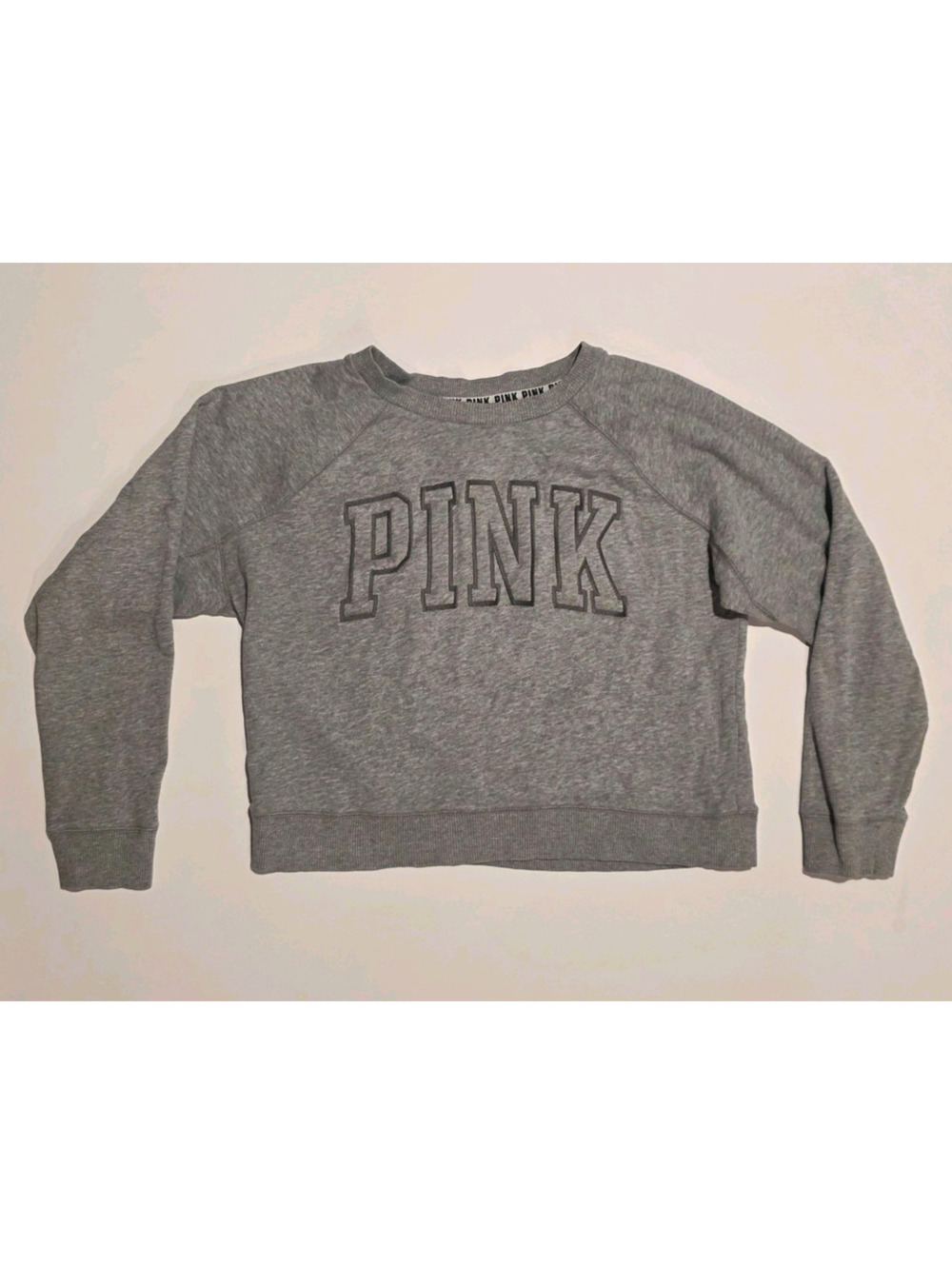 Pink Cropped Sweater Gray Women's Size Small Long Sleeve